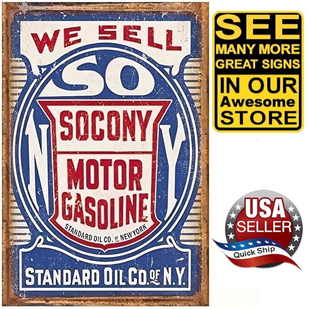 Tin Sign • Petroliana • Socony Motor Gasoline Standard Oil Company of New York